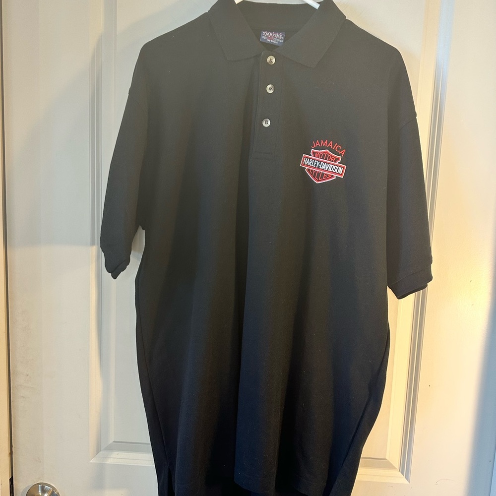 Harley Davison Motor Cycles Jamaica Embroidered Black Polo Shirt, size XXL